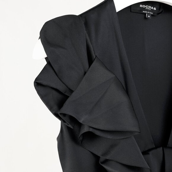 Rochas Black Silk Charmeuse Ruffle Evening Gown - Picture 4 of 10